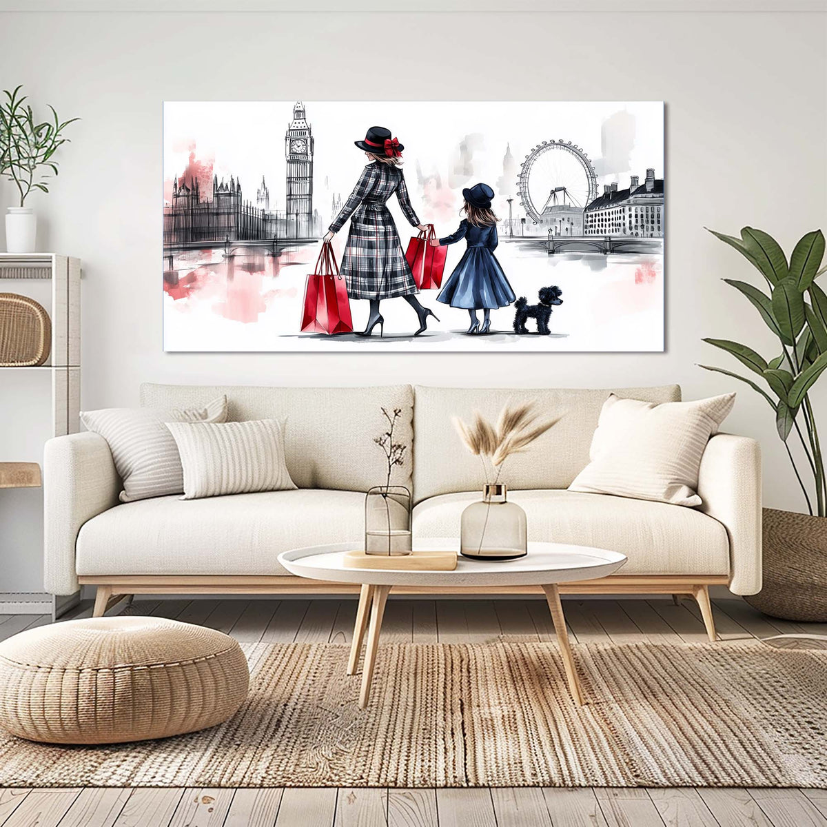 Red Urban Map Canvas Wall Art