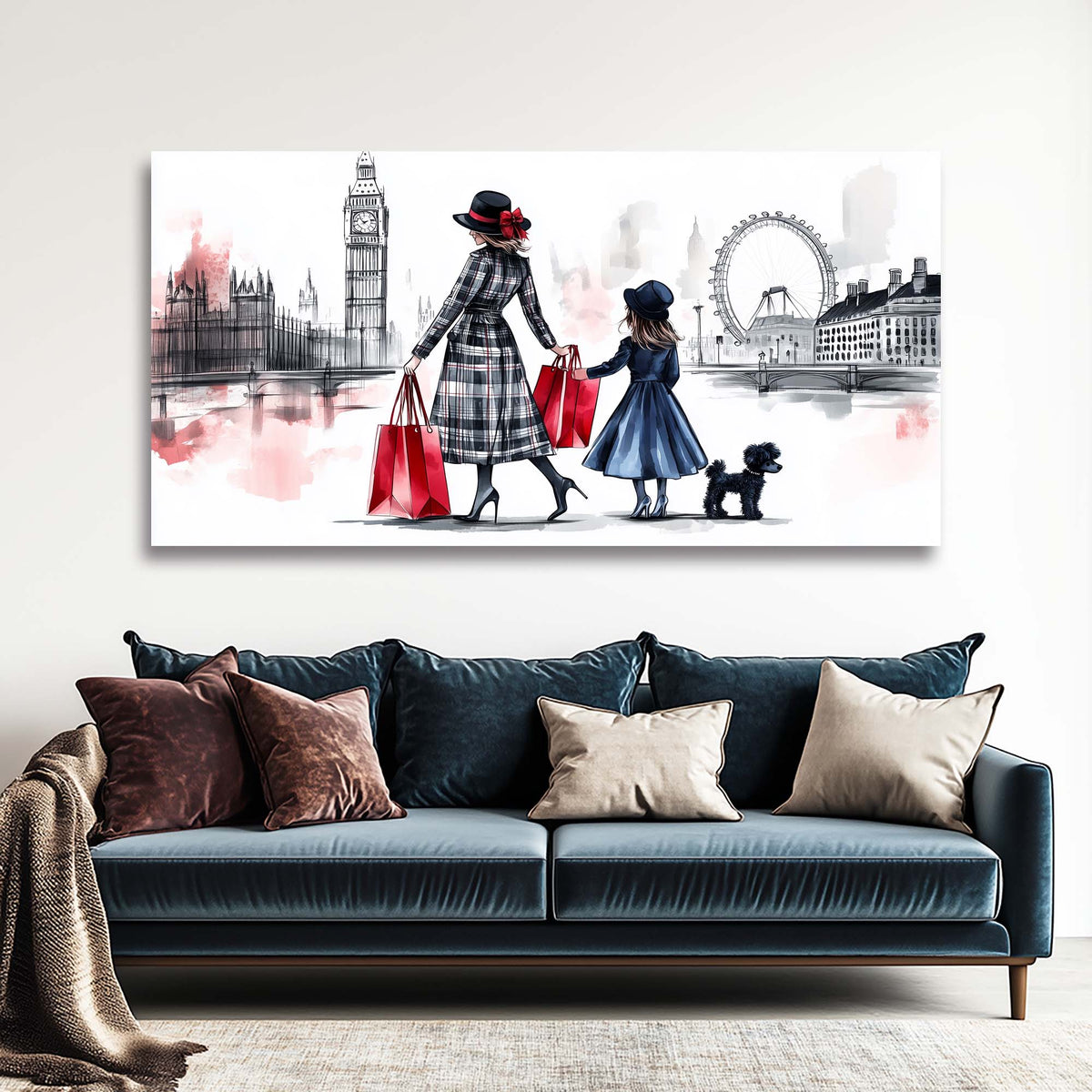 Red Urban Map Canvas Wall Art