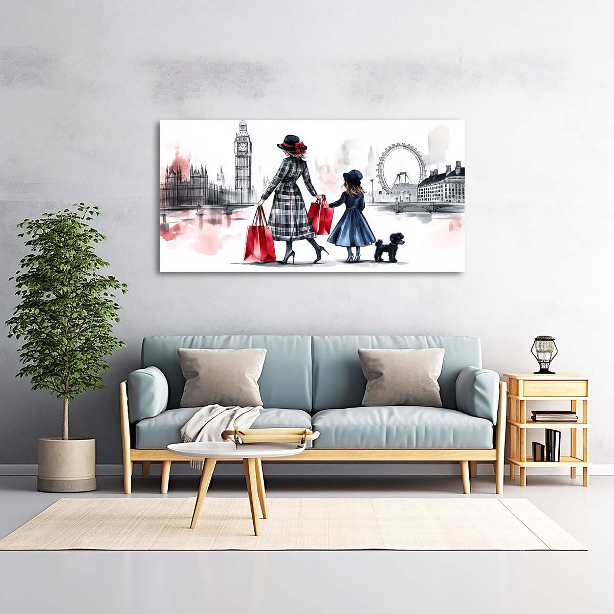 Red Urban Map Canvas Wall Art