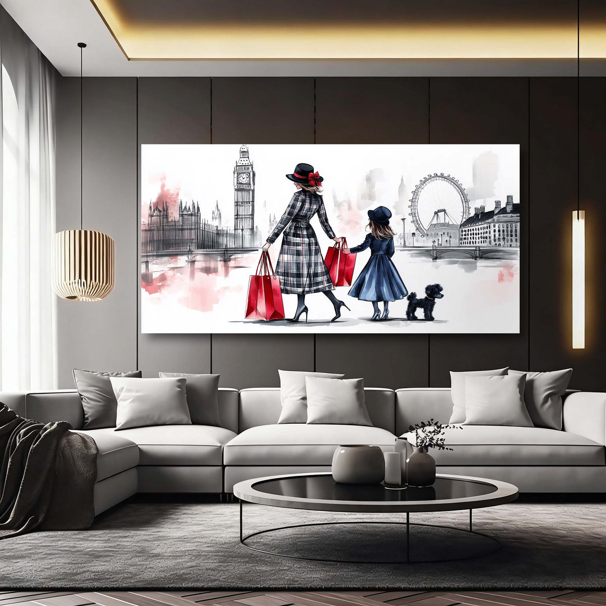 Red Urban Map Canvas Wall Art