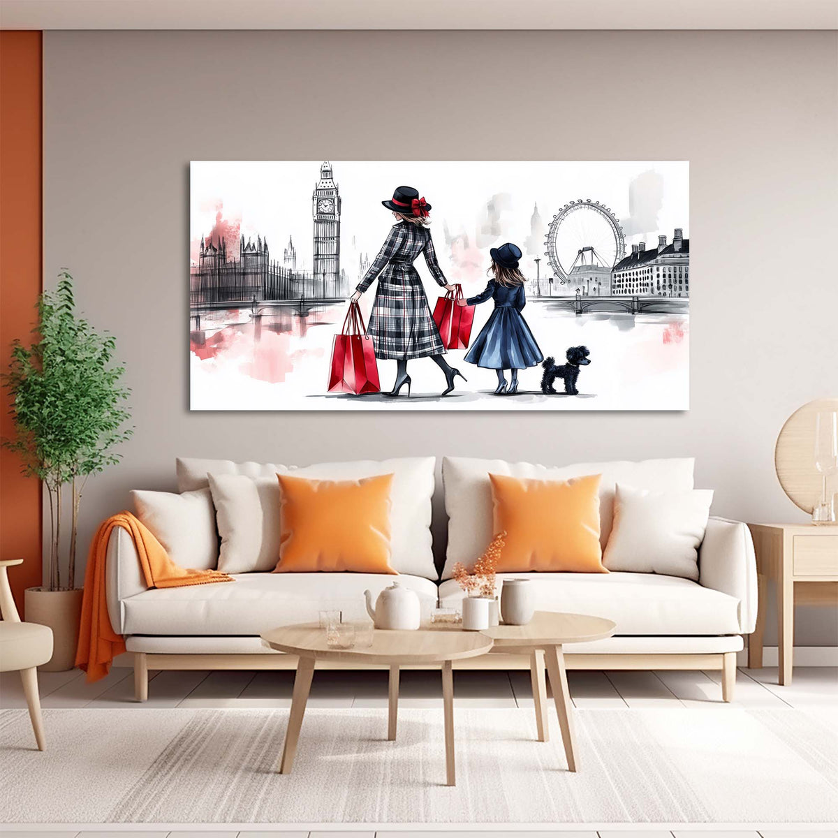 Red Urban Map Canvas Wall Art