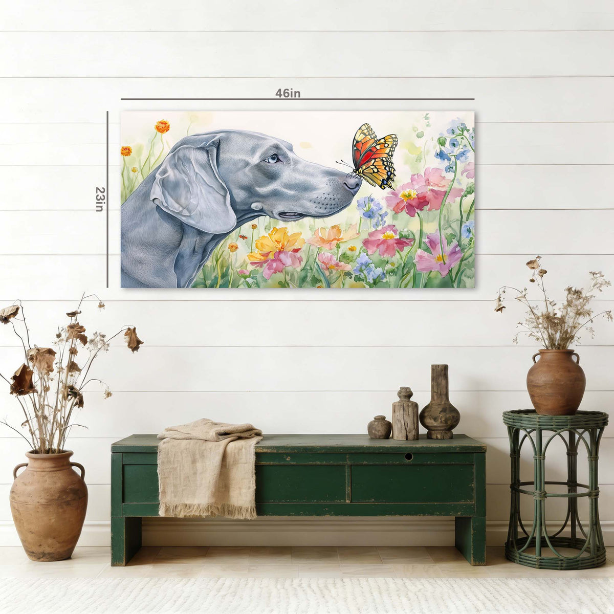 Gray Floral Canvas Wall Art for Living Room