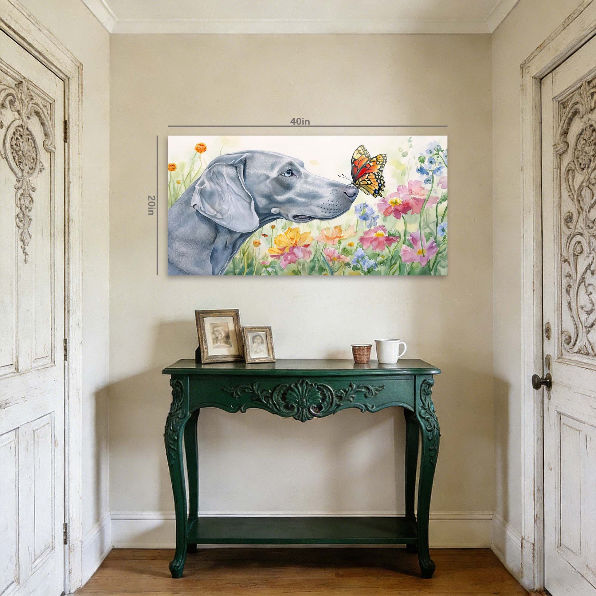 Gray Floral Canvas Wall Art for Living Room