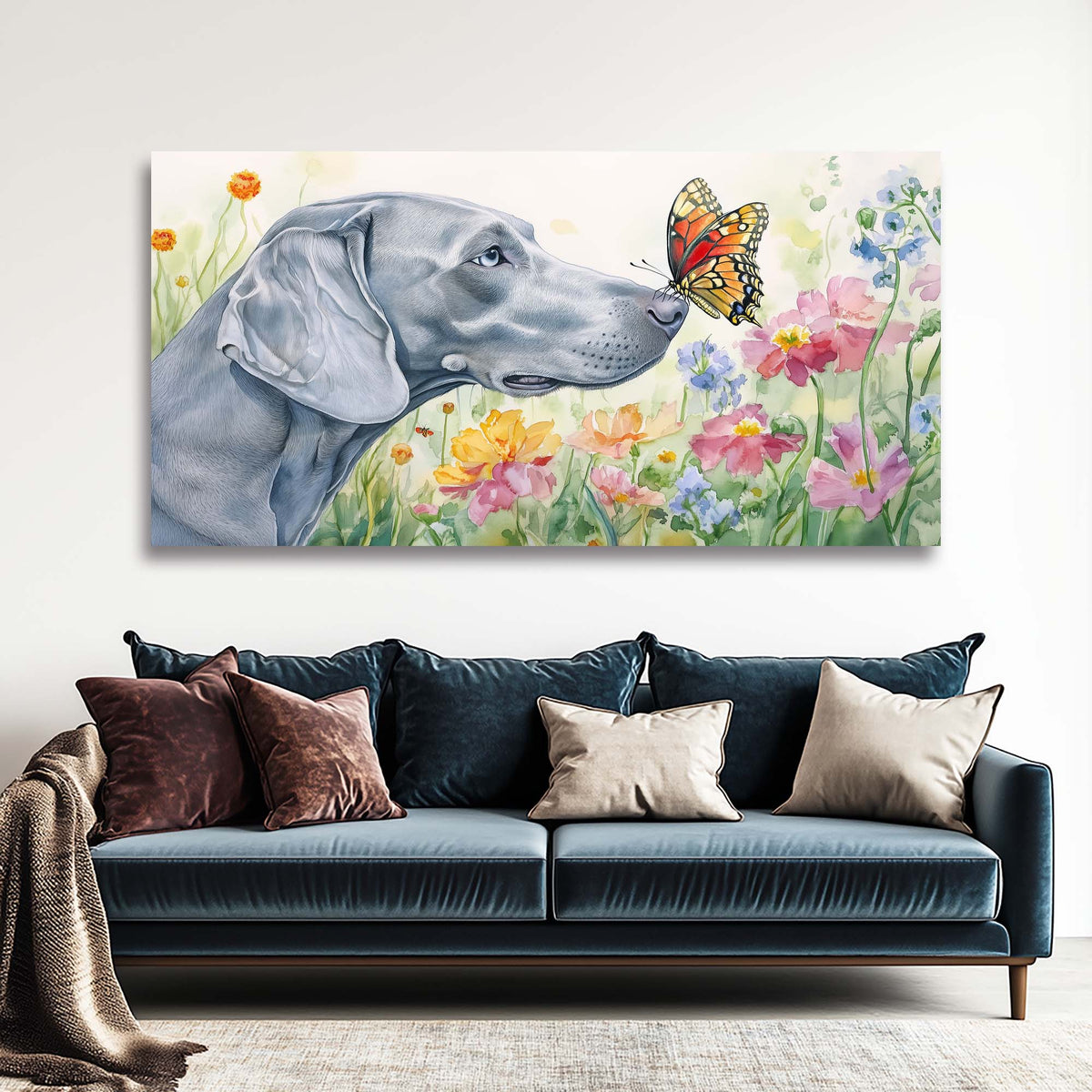 Gray Floral Canvas Wall Art for Living Room