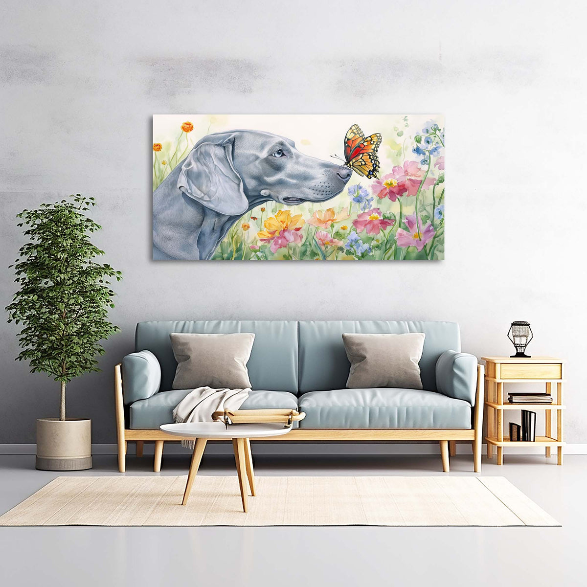 Gray Floral Canvas Wall Art for Living Room