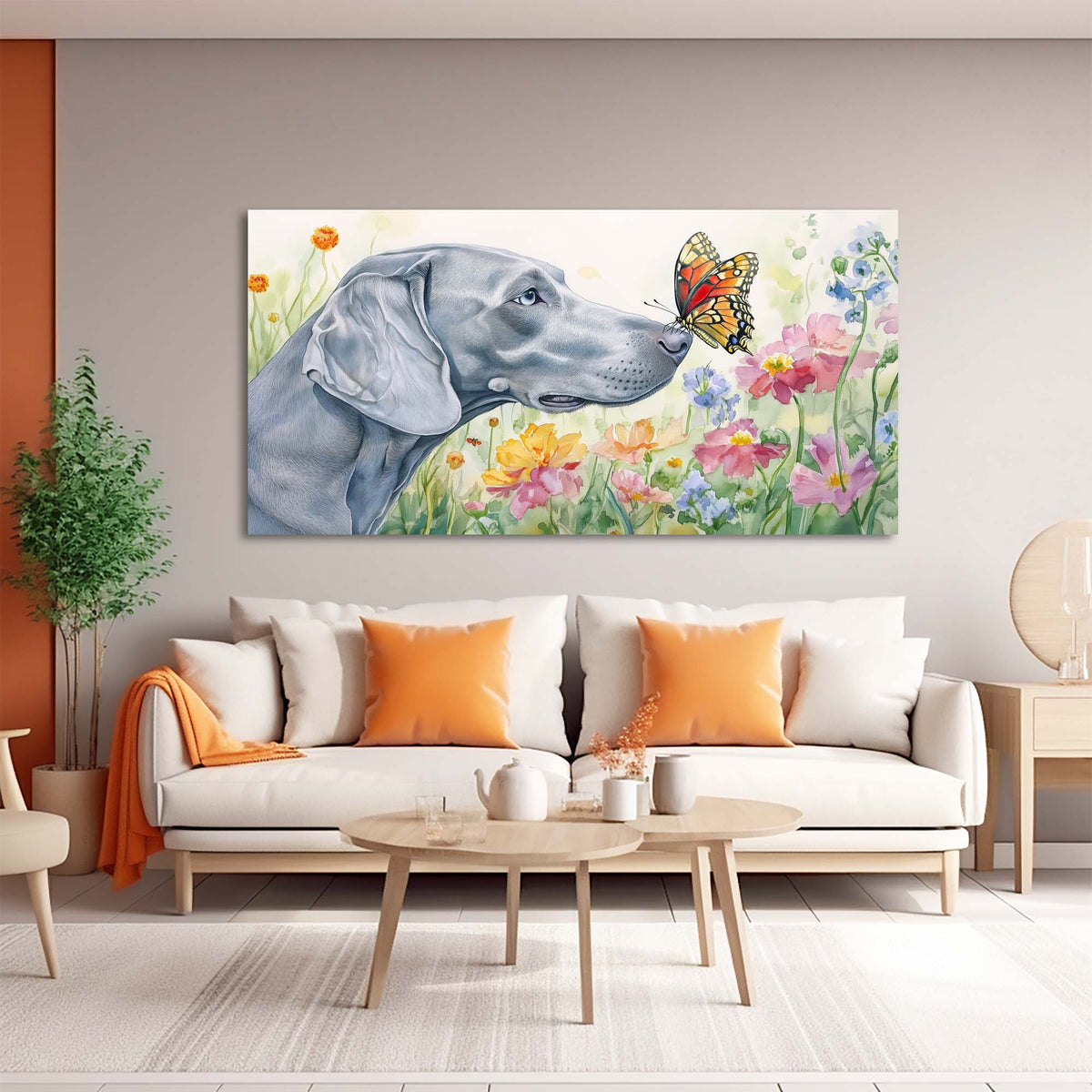 Gray Floral Canvas Wall Art for Living Room