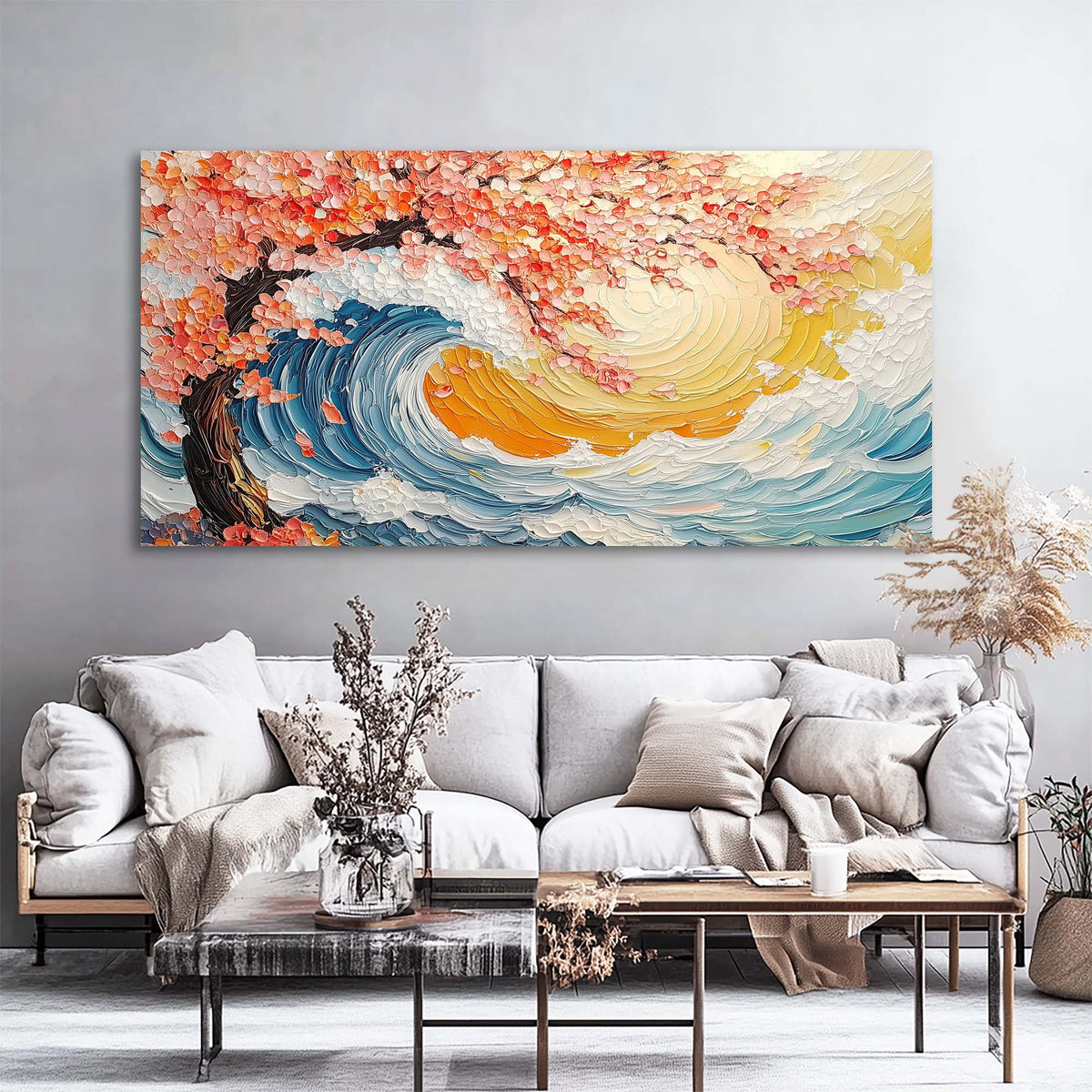 White Nature Canvas Wall Art for Living Room