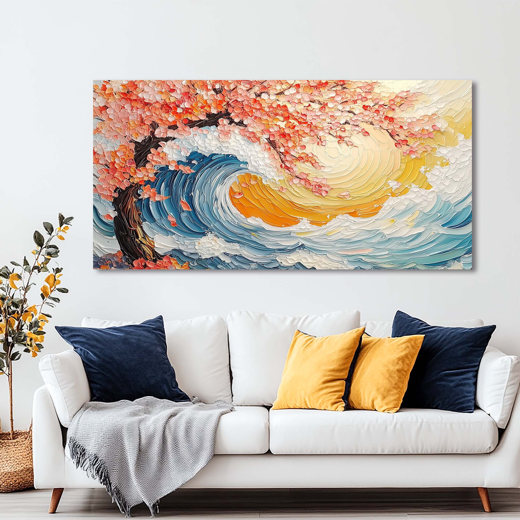 White Nature Canvas Wall Art for Living Room