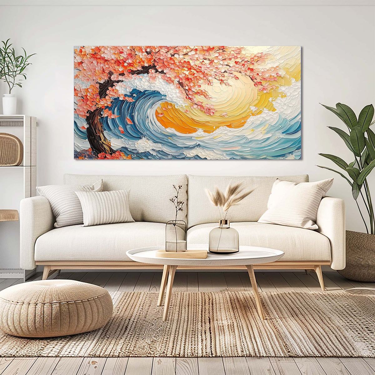 White Nature Canvas Wall Art for Living Room