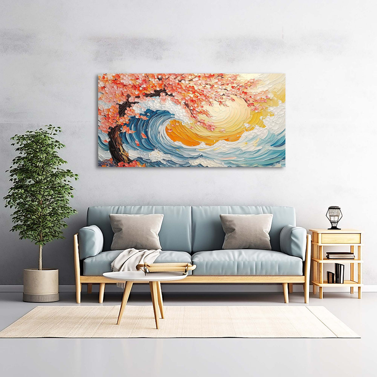 White Nature Canvas Wall Art for Living Room