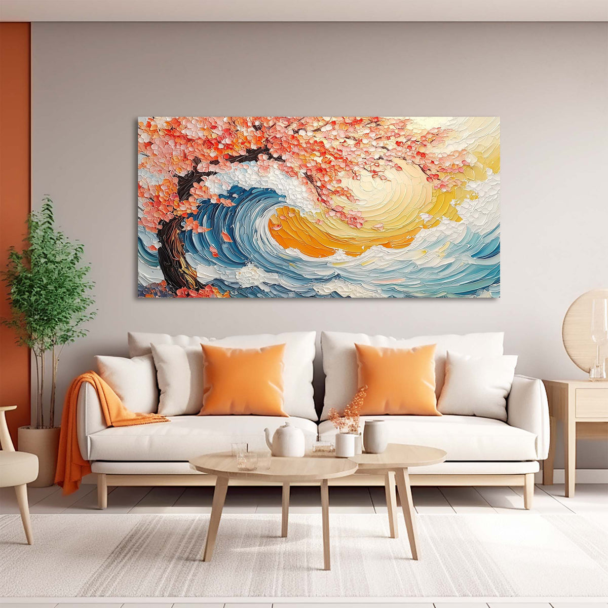 White Nature Canvas Wall Art for Living Room