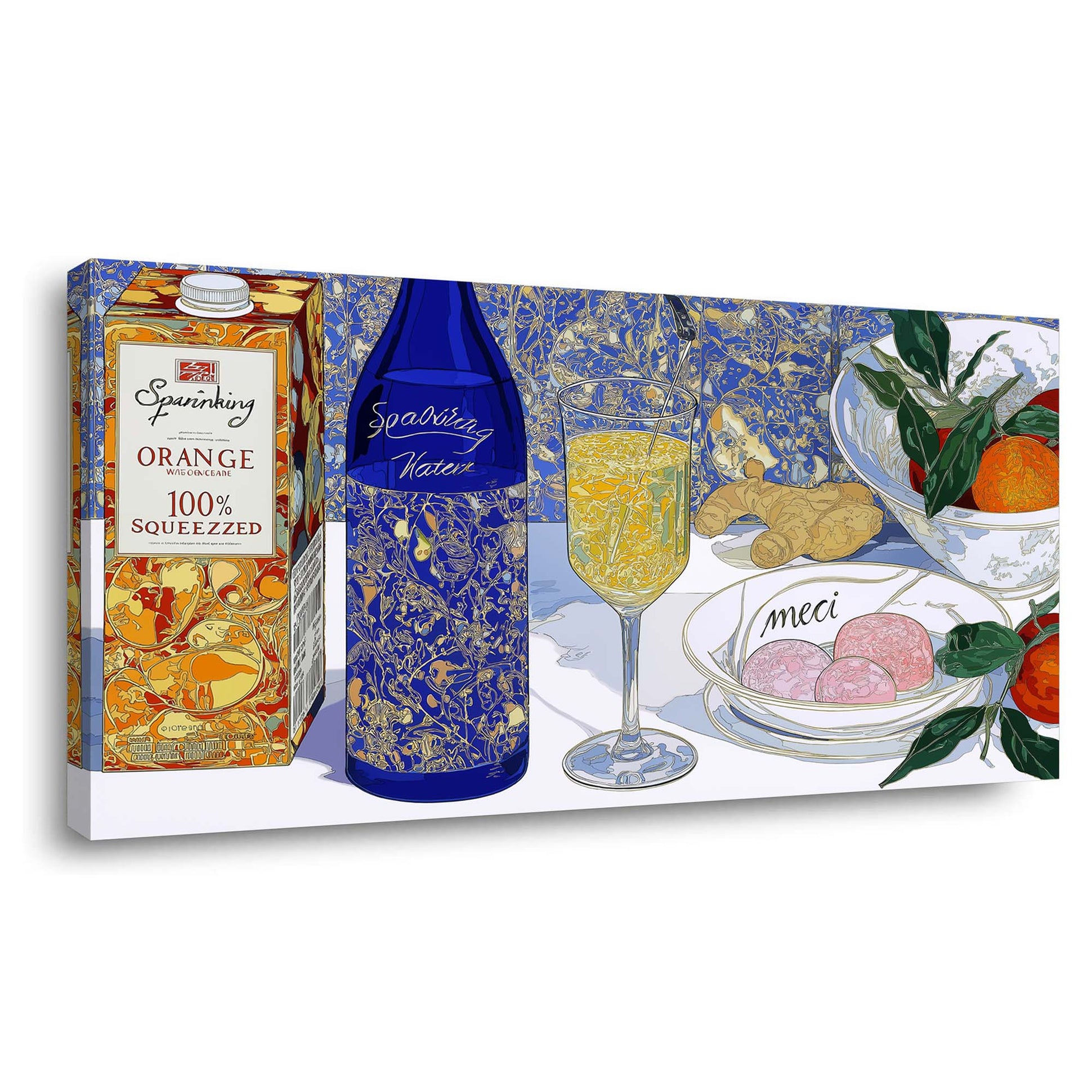 Blue Pretty Floral Wall Art Canvas Painting Prints Artwor Office Bedroom Living Room Decor
