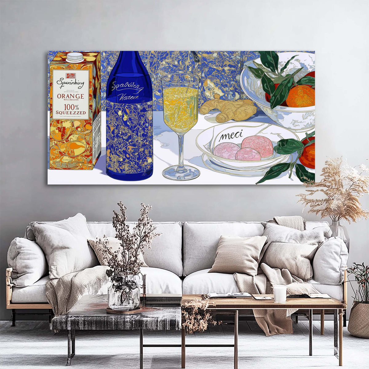 Blue Pretty Floral Wall Art Canvas Painting Prints Artwor Office Bedroom Living Room Decor