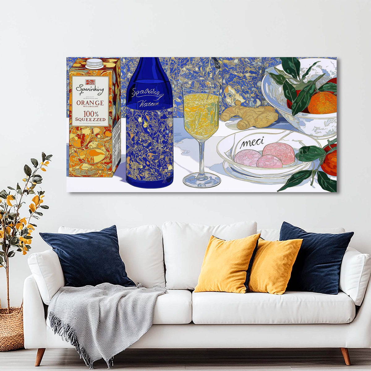 Blue Pretty Floral Wall Art Canvas Painting Prints Artwor Office Bedroom Living Room Decor