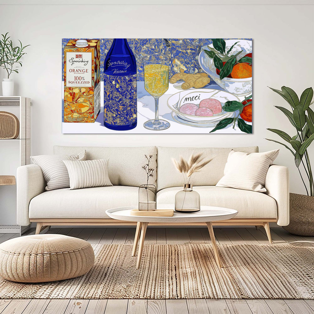 Blue Pretty Floral Wall Art Canvas Painting Prints Artwor Office Bedroom Living Room Decor