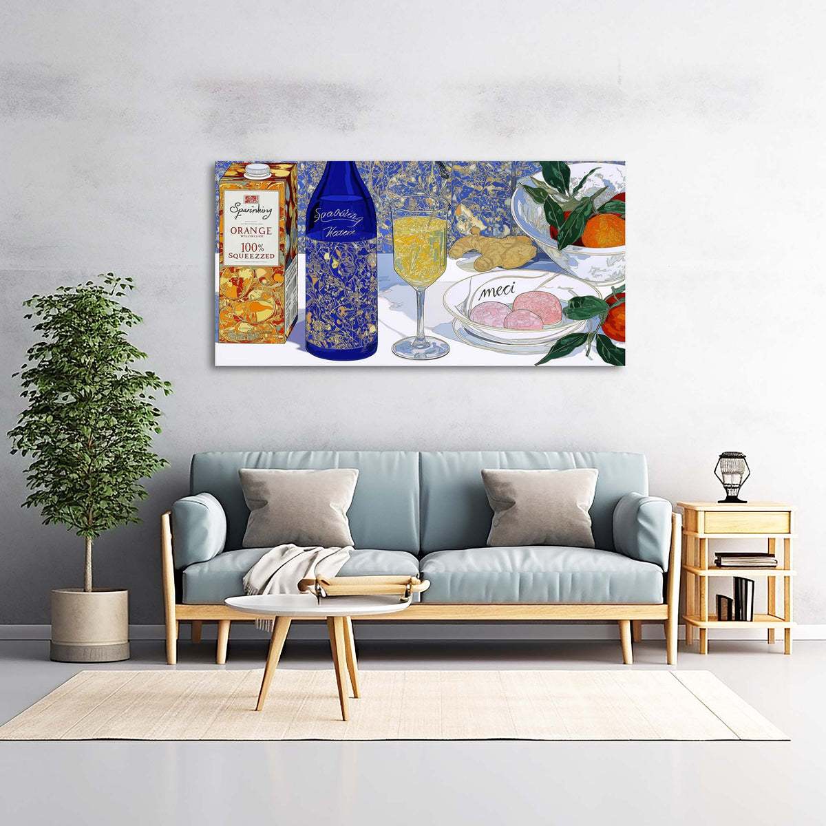 Blue Pretty Floral Wall Art Canvas Painting Prints Artwor Office Bedroom Living Room Decor