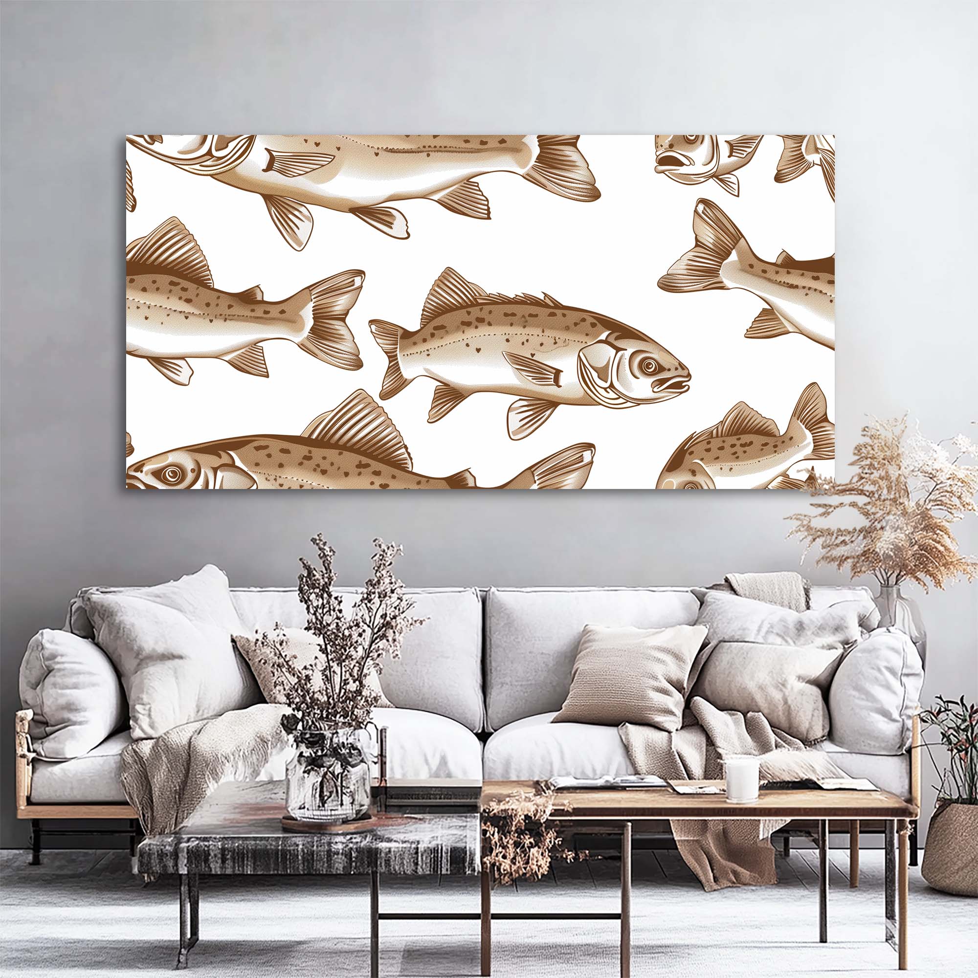 White Vintage Animals Wall Art for Living Room Canvas Painting Prints Artwork Family Bedroom Office Decor