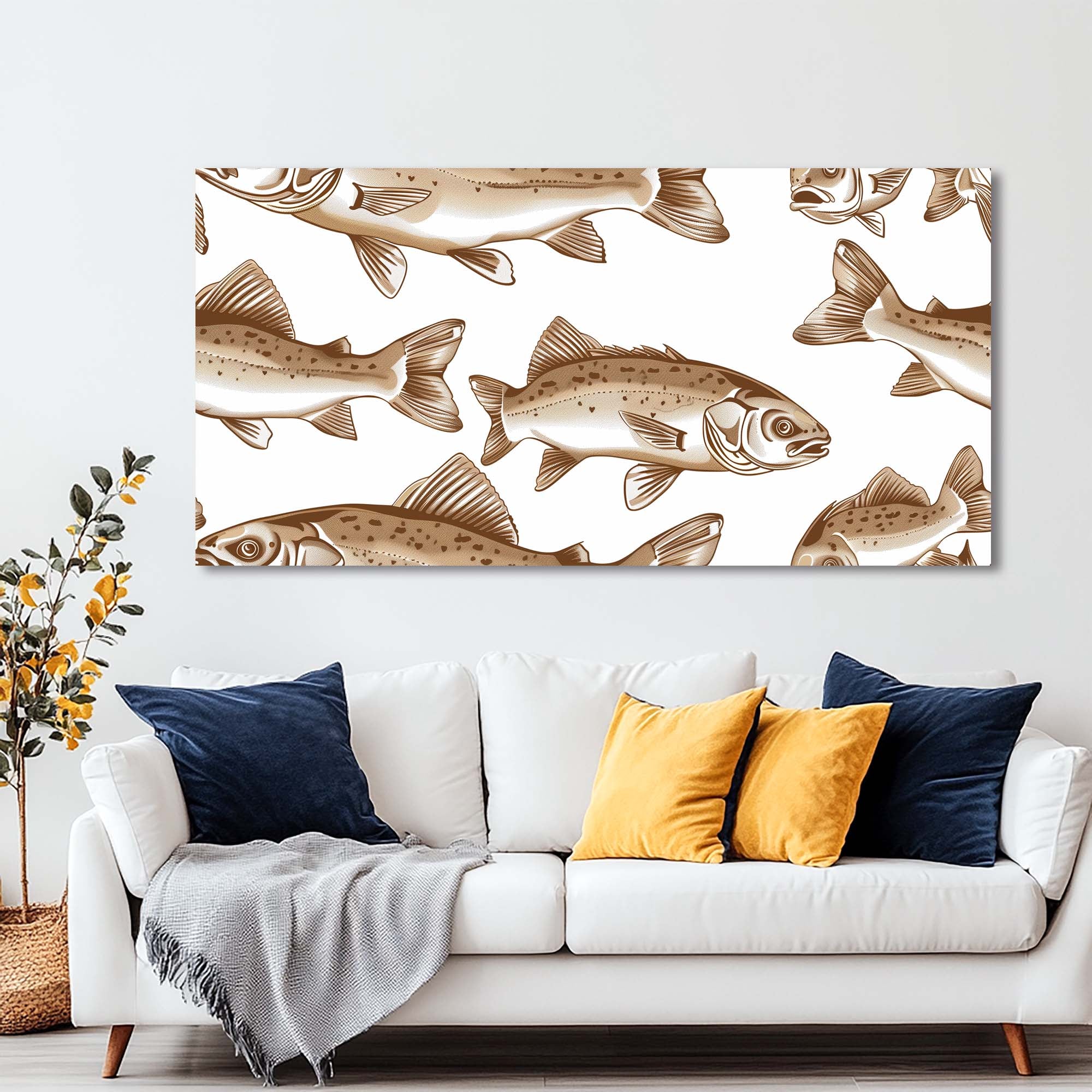 White Vintage Animals Wall Art for Living Room Canvas Painting Prints Artwork Family Bedroom Office Decor