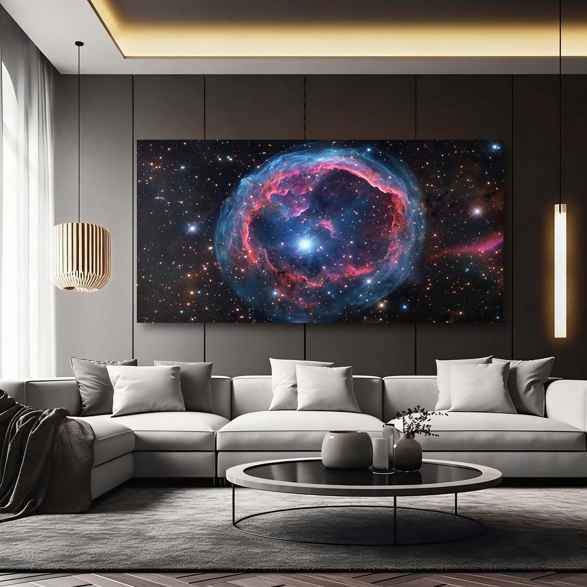 Navy Blue Science Fiction Wall Art Paintings Print Canvas Painting Prints Modern Artwork Office Living Room Over the Couch Bedroom Decor