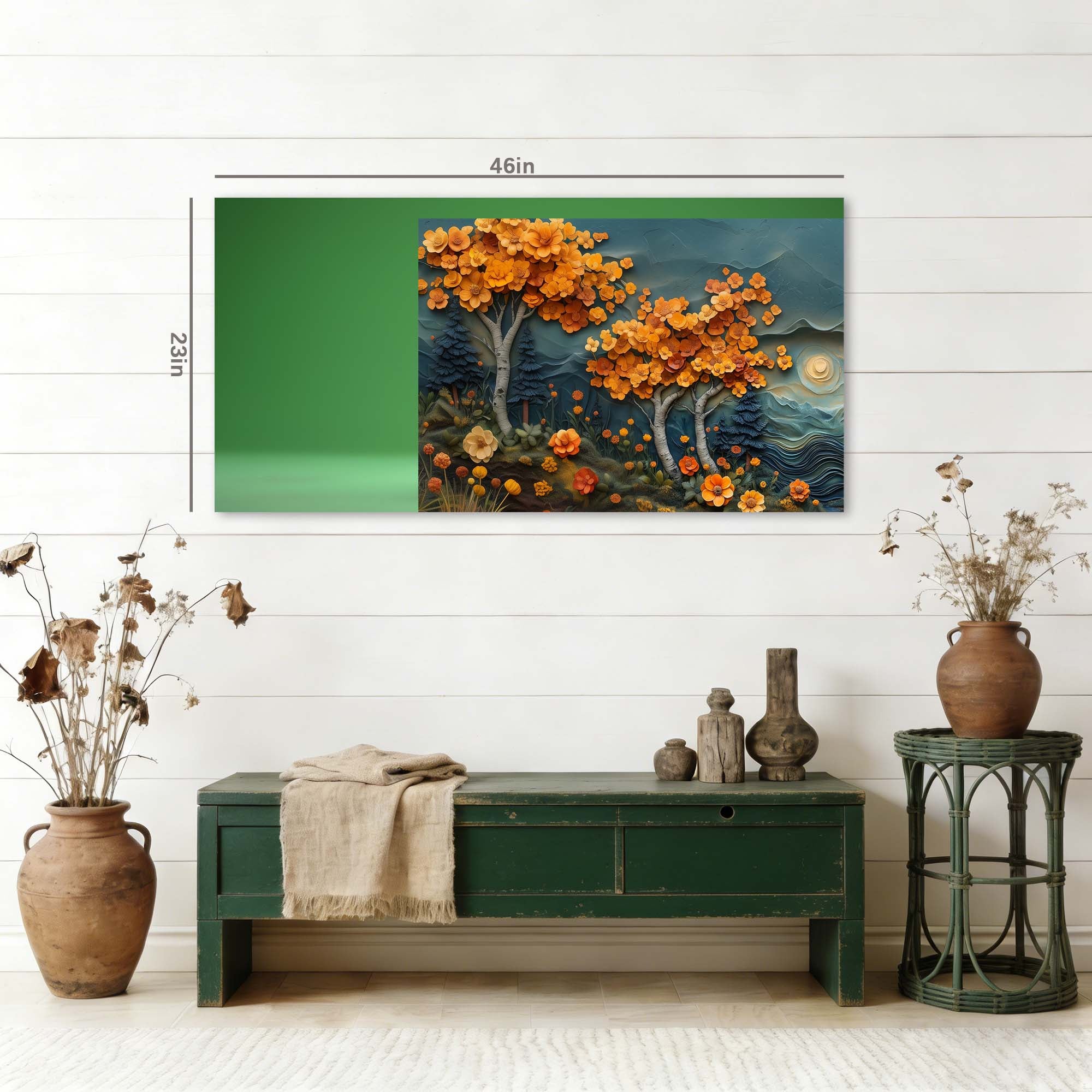 Navy Blue Fantasy Floral Canvas Wall Art for Living Room Prints Artwork Bedroom Office Decor