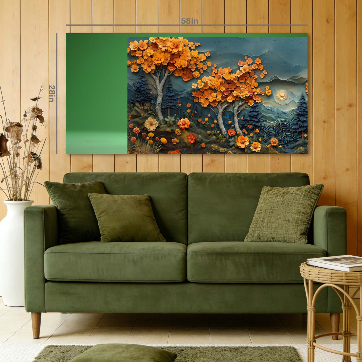 Navy Blue Fantasy Floral Canvas Wall Art for Living Room Prints Artwork Bedroom Office Decor