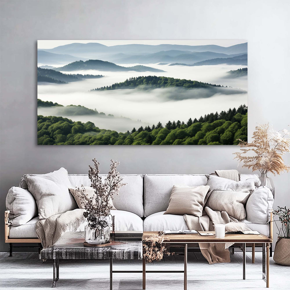 Navy Blue Fantasy Nature Canvas Wall Art for Living Room Prints Artwork Bedroom Office Decor