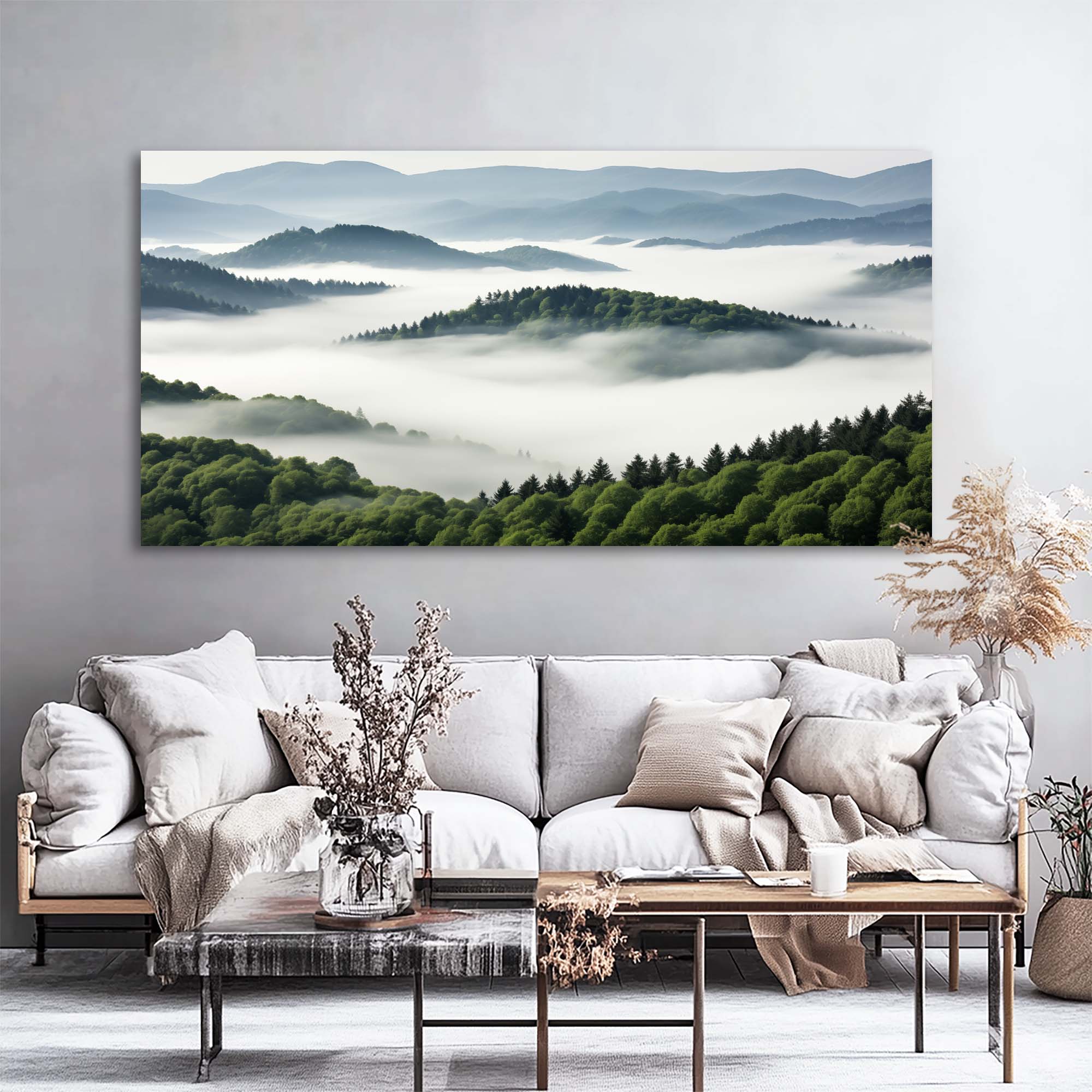 Navy Blue Fantasy Nature Canvas Wall Art for Living Room Prints Artwork Bedroom Office Decor