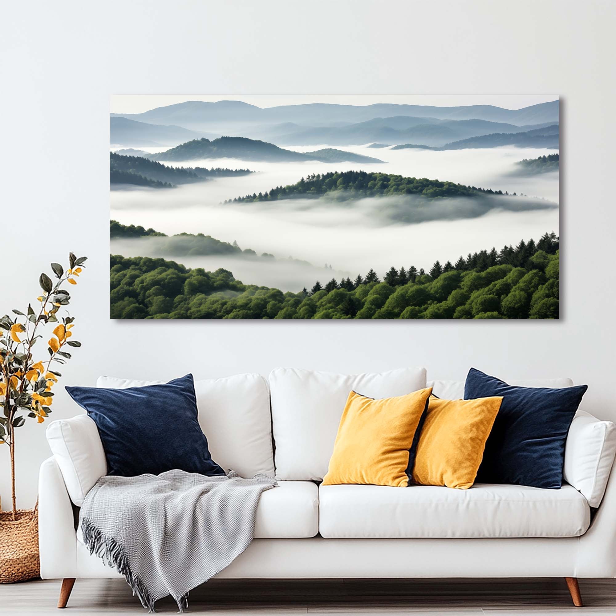 Navy Blue Fantasy Nature Canvas Wall Art for Living Room Prints Artwork Bedroom Office Decor