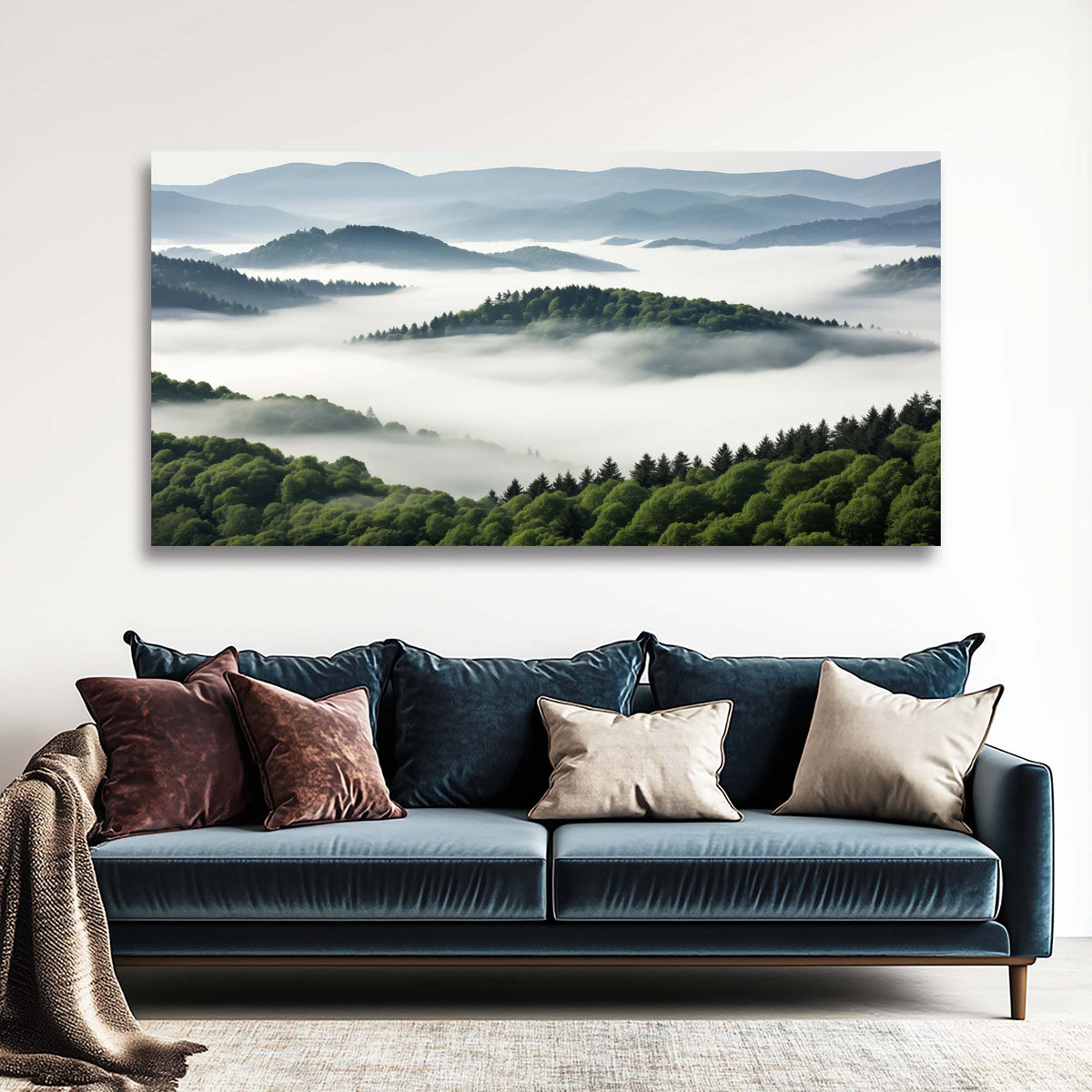 Navy Blue Fantasy Nature Canvas Wall Art for Living Room Prints Artwork Bedroom Office Decor