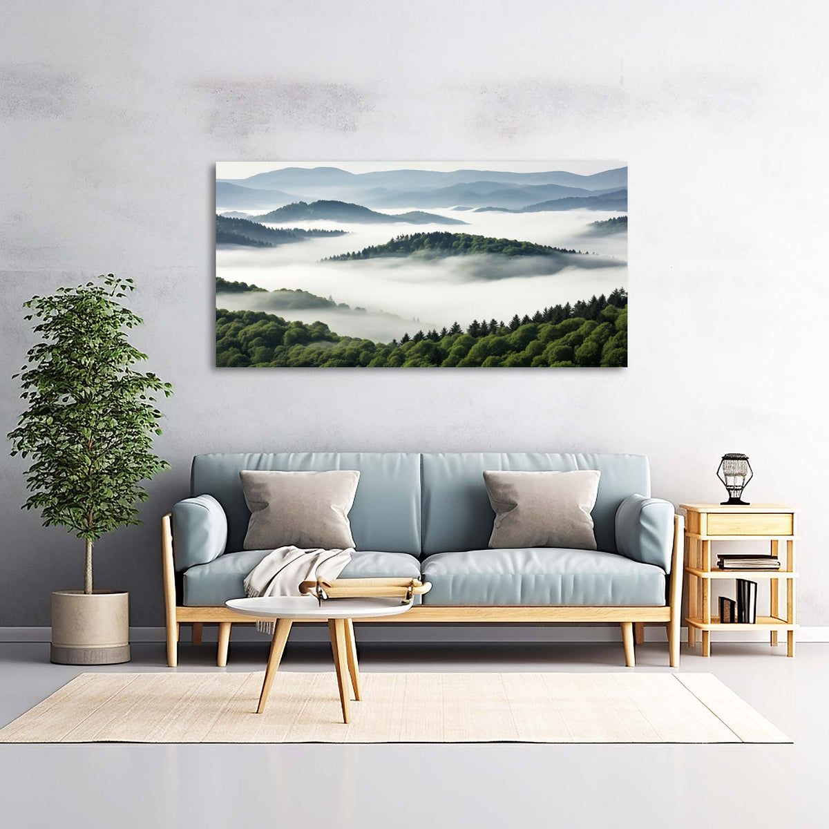 Navy Blue Fantasy Nature Canvas Wall Art for Living Room Prints Artwork Bedroom Office Decor