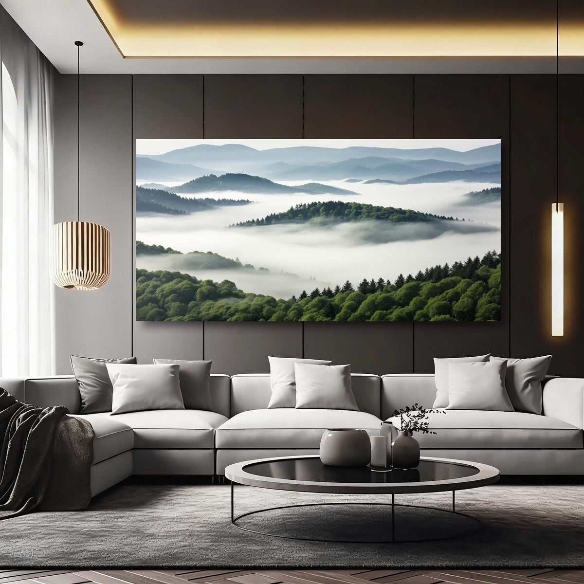 Navy Blue Fantasy Nature Canvas Wall Art for Living Room Prints Artwork Bedroom Office Decor
