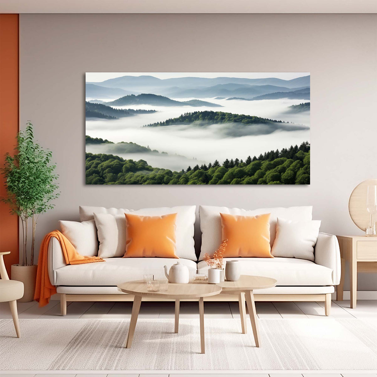 Navy Blue Fantasy Nature Canvas Wall Art for Living Room Prints Artwork Bedroom Office Decor
