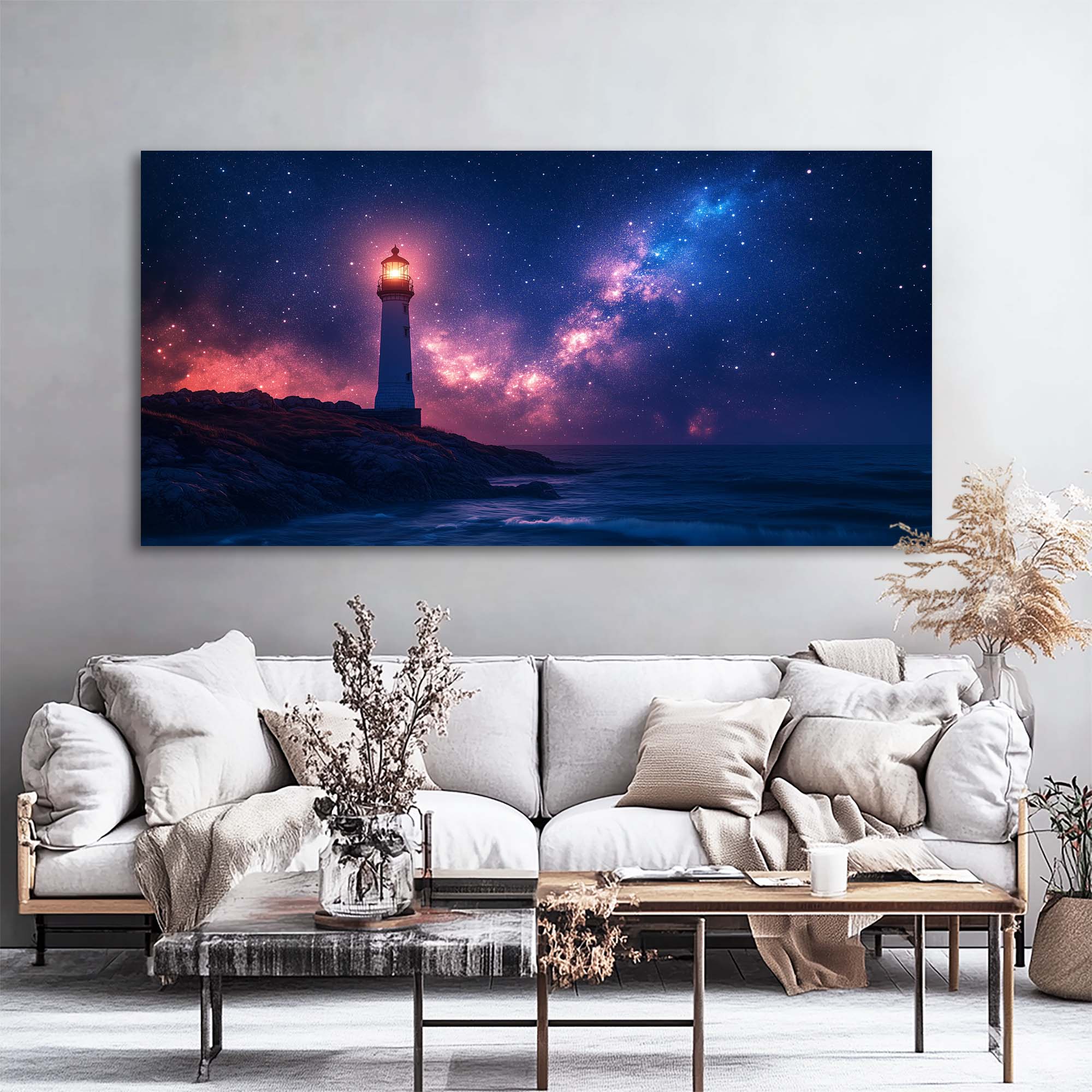 Navy Blue Nautical Nature Canvas Wall Art for Living Room Prints Artwork Bedroom Office Decor