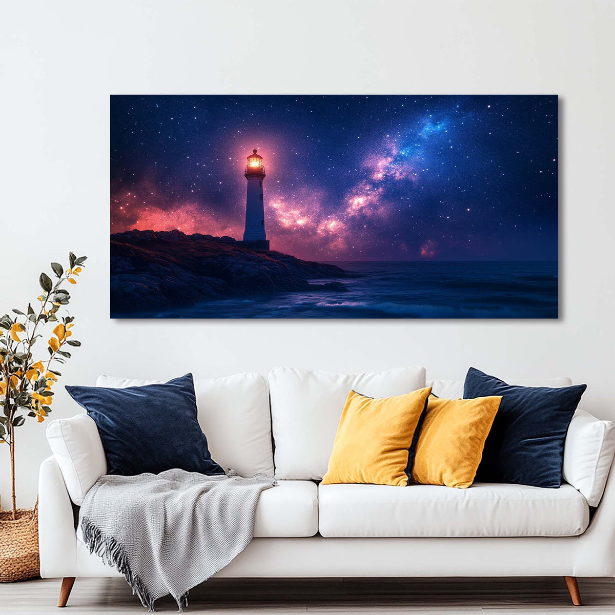 Navy Blue Nautical Nature Canvas Wall Art for Living Room Prints Artwork Bedroom Office Decor