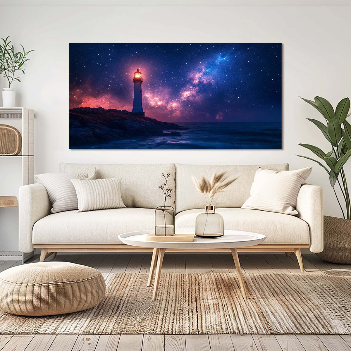 Navy Blue Nautical Nature Canvas Wall Art for Living Room Prints Artwork Bedroom Office Decor