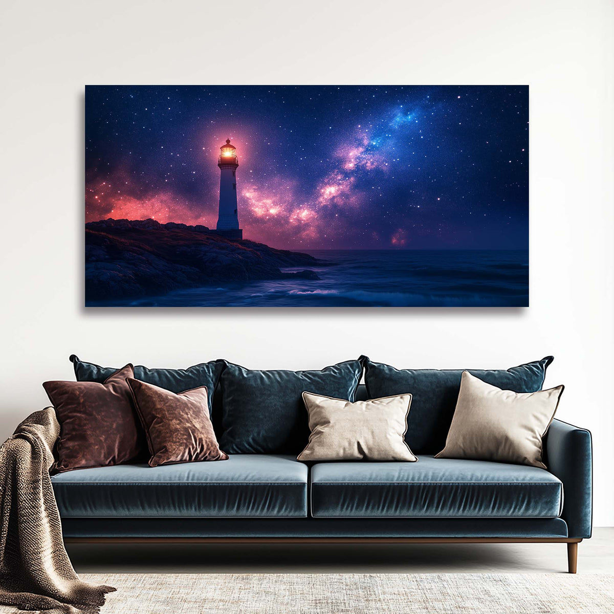 Navy Blue Nautical Nature Canvas Wall Art for Living Room Prints Artwork Bedroom Office Decor