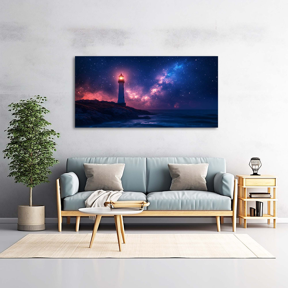 Navy Blue Nautical Nature Canvas Wall Art for Living Room Prints Artwork Bedroom Office Decor
