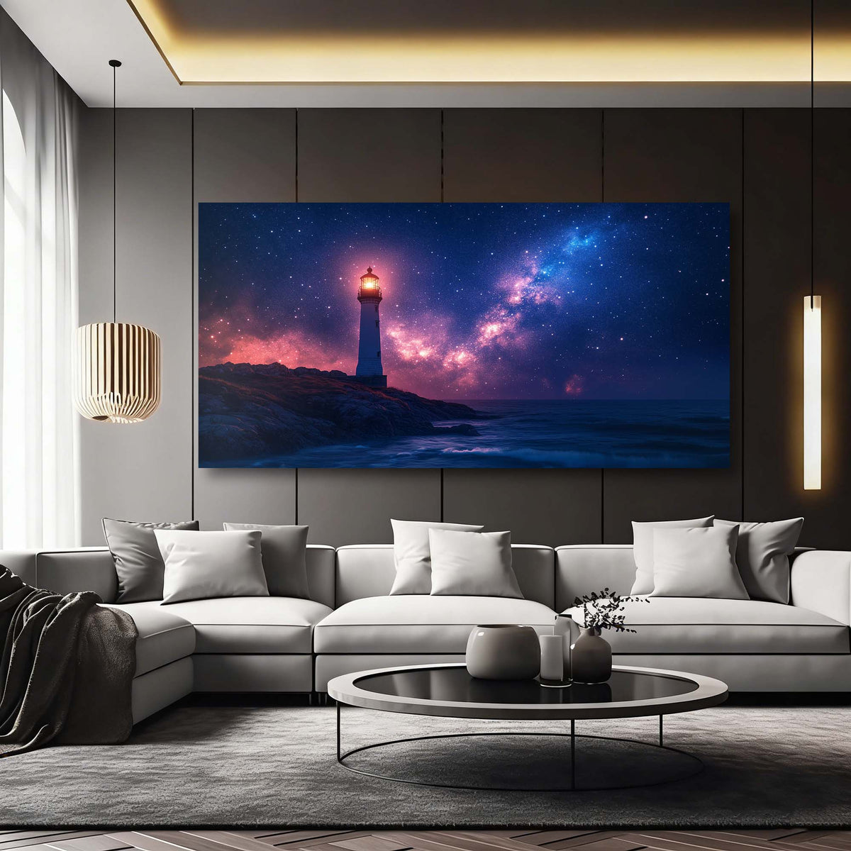 Navy Blue Nautical Nature Canvas Wall Art for Living Room Prints Artwork Bedroom Office Decor