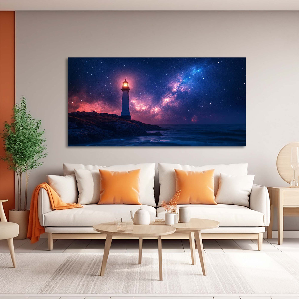 Navy Blue Nautical Nature Canvas Wall Art for Living Room Prints Artwork Bedroom Office Decor