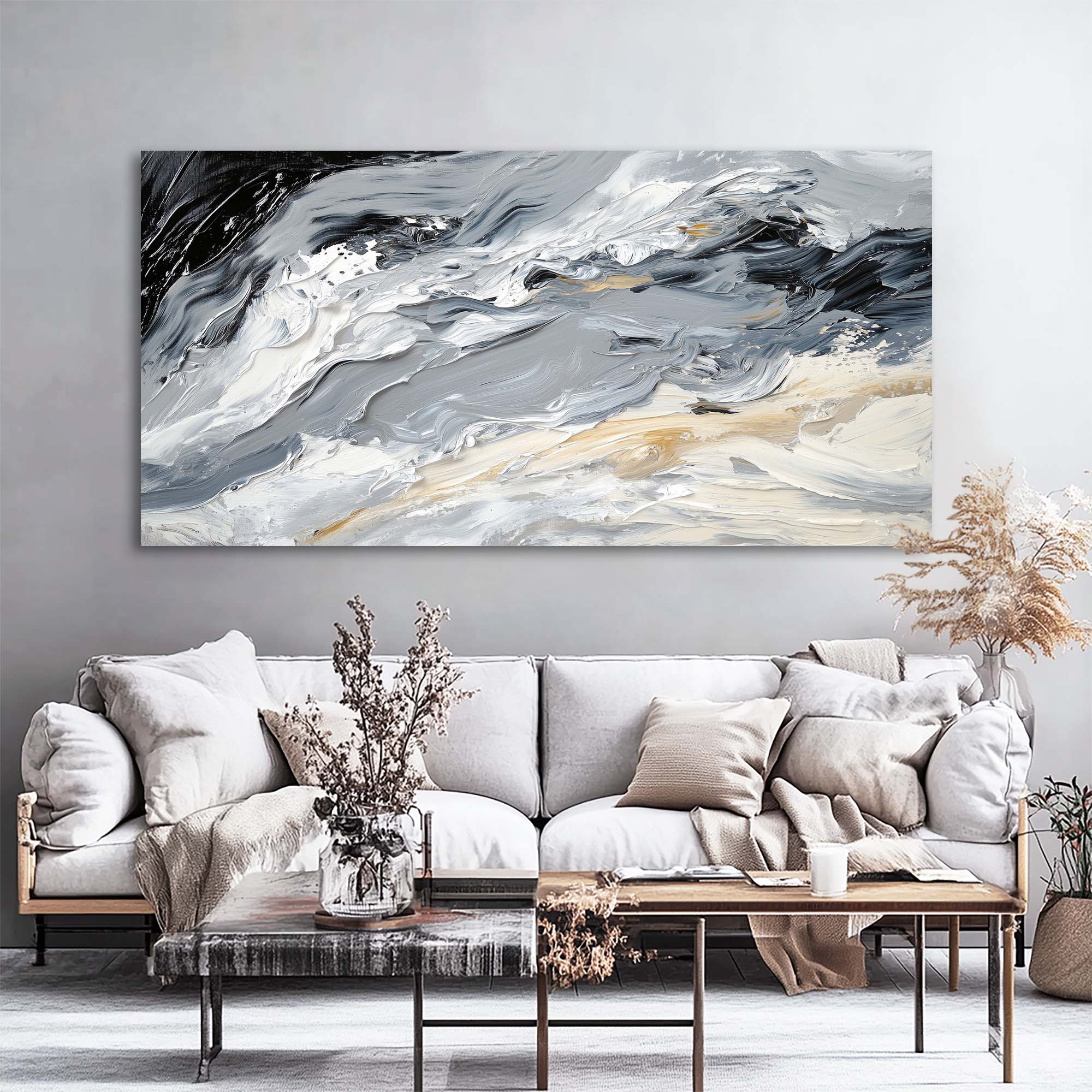 Dark Gray Abstract Abstract Wall Art Canvas Painting Prints Artwor Office Bedroom Living Room Decor