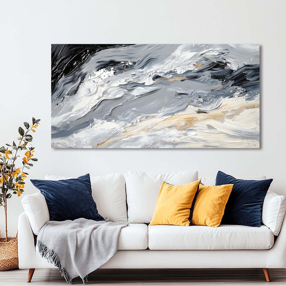 Dark Gray Abstract Abstract Wall Art Canvas Painting Prints Artwor Office Bedroom Living Room Decor