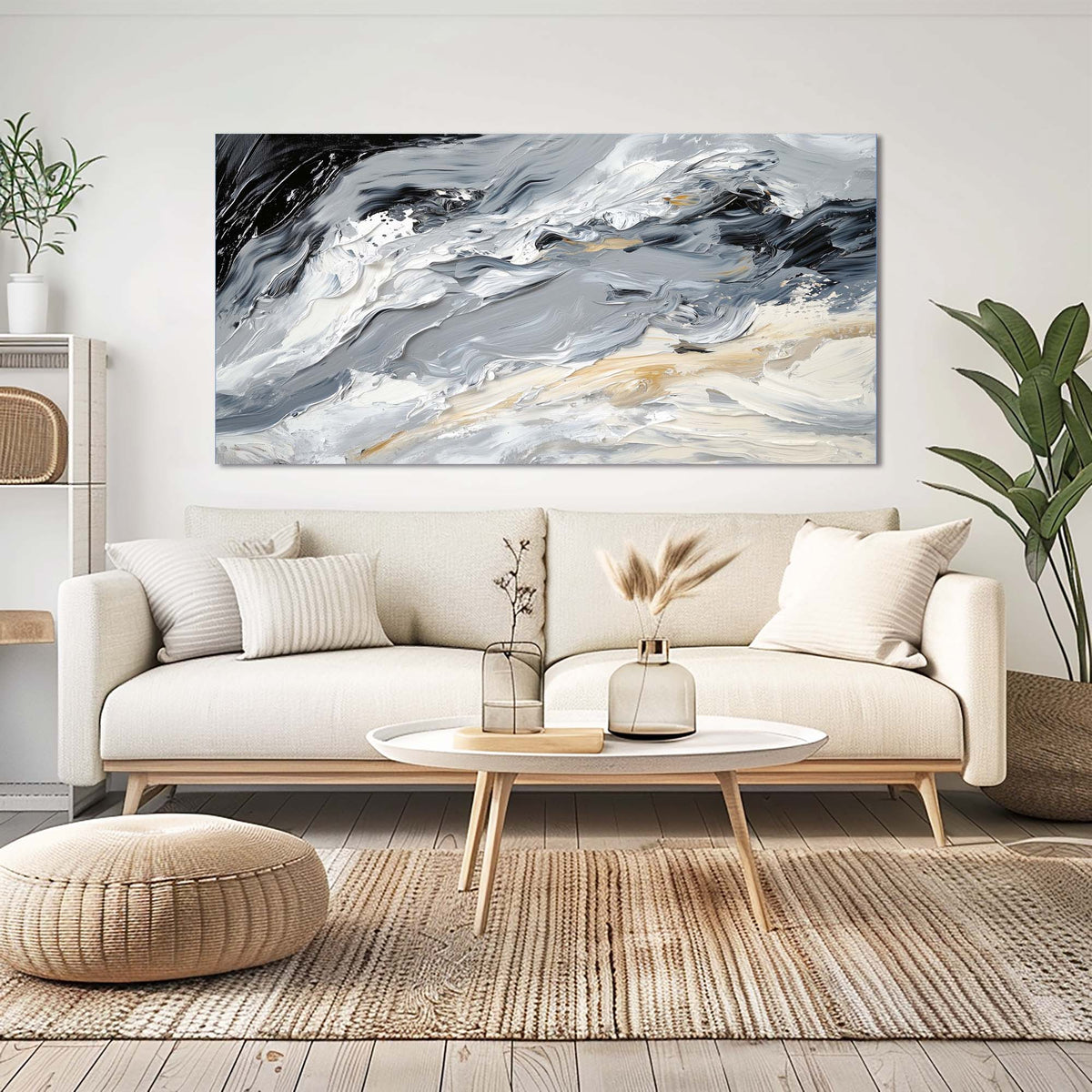 Dark Gray Abstract Abstract Wall Art Canvas Painting Prints Artwor Office Bedroom Living Room Decor