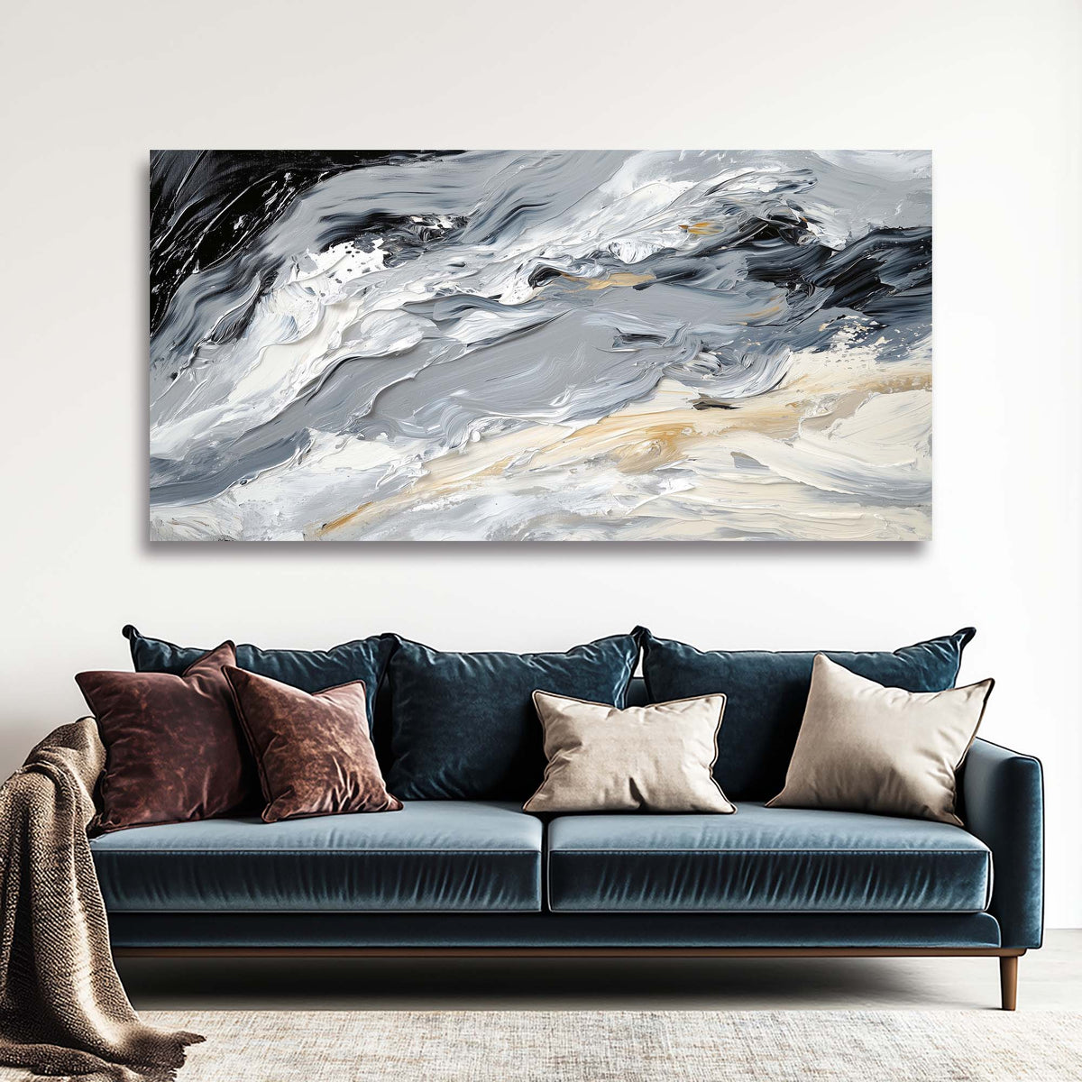 Dark Gray Abstract Abstract Wall Art Canvas Painting Prints Artwor Office Bedroom Living Room Decor