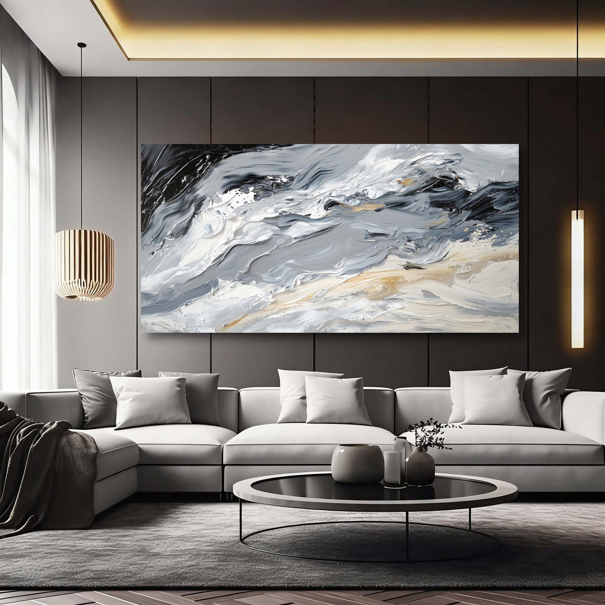 Dark Gray Abstract Abstract Wall Art Canvas Painting Prints Artwor Office Bedroom Living Room Decor