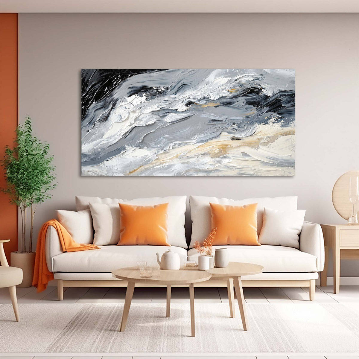 Dark Gray Abstract Abstract Wall Art Canvas Painting Prints Artwor Office Bedroom Living Room Decor