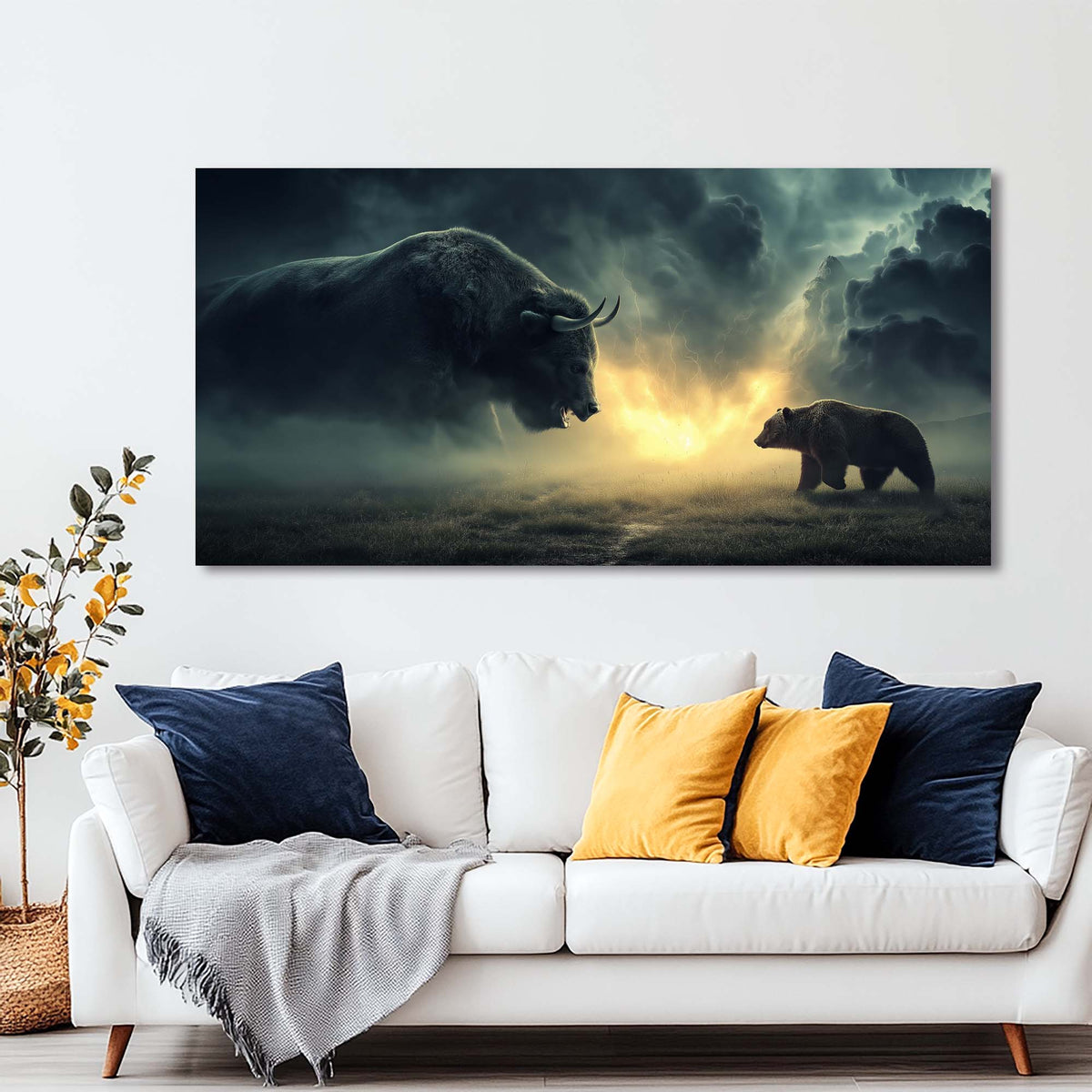Navy Blue Mysterious Animals Canvas Wall Art for Living Room Prints Artwork Bedroom Office Decor
