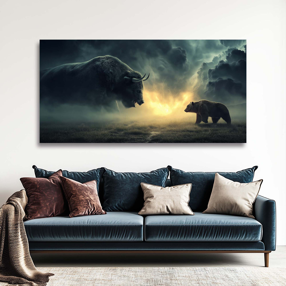 Navy Blue Mysterious Animals Canvas Wall Art for Living Room Prints Artwork Bedroom Office Decor