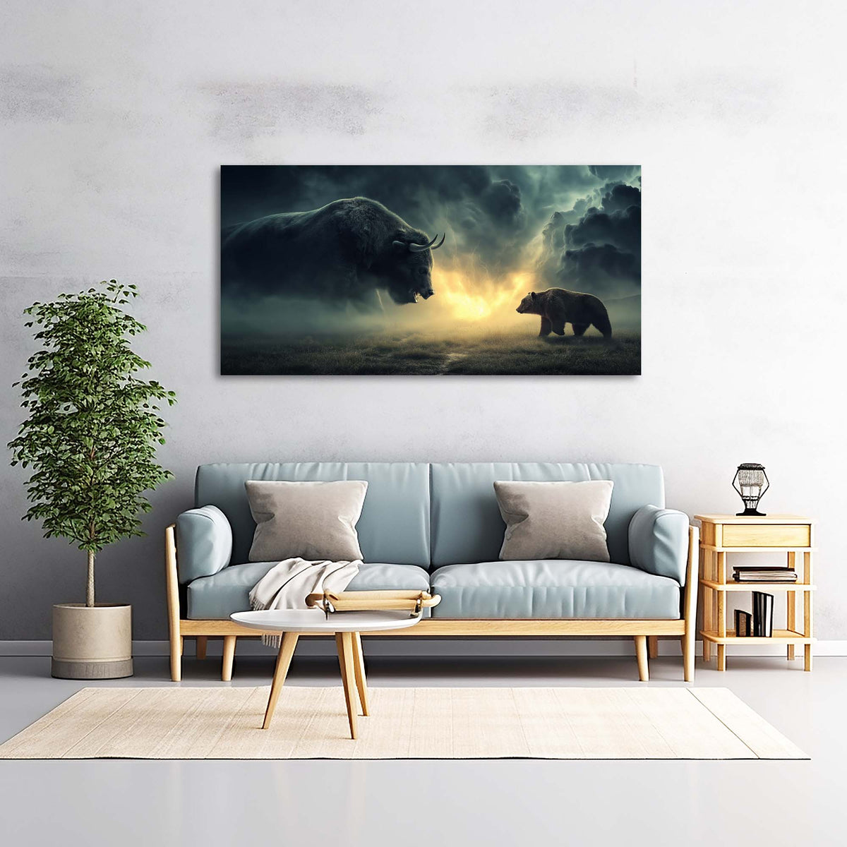 Navy Blue Mysterious Animals Canvas Wall Art for Living Room Prints Artwork Bedroom Office Decor