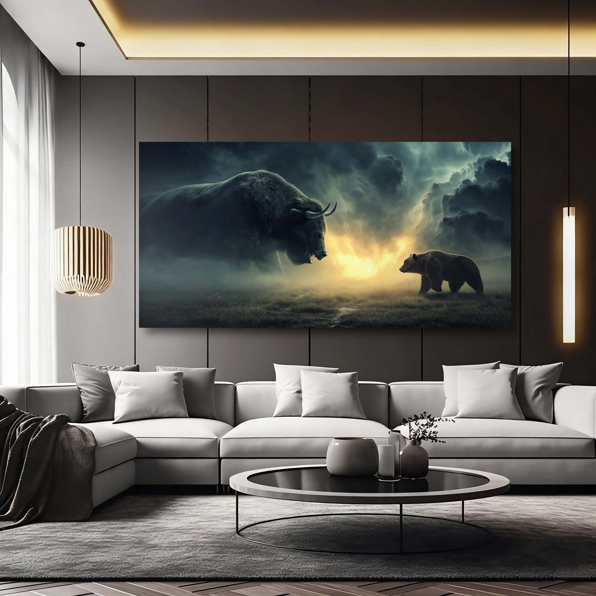 Navy Blue Mysterious Animals Canvas Wall Art for Living Room Prints Artwork Bedroom Office Decor
