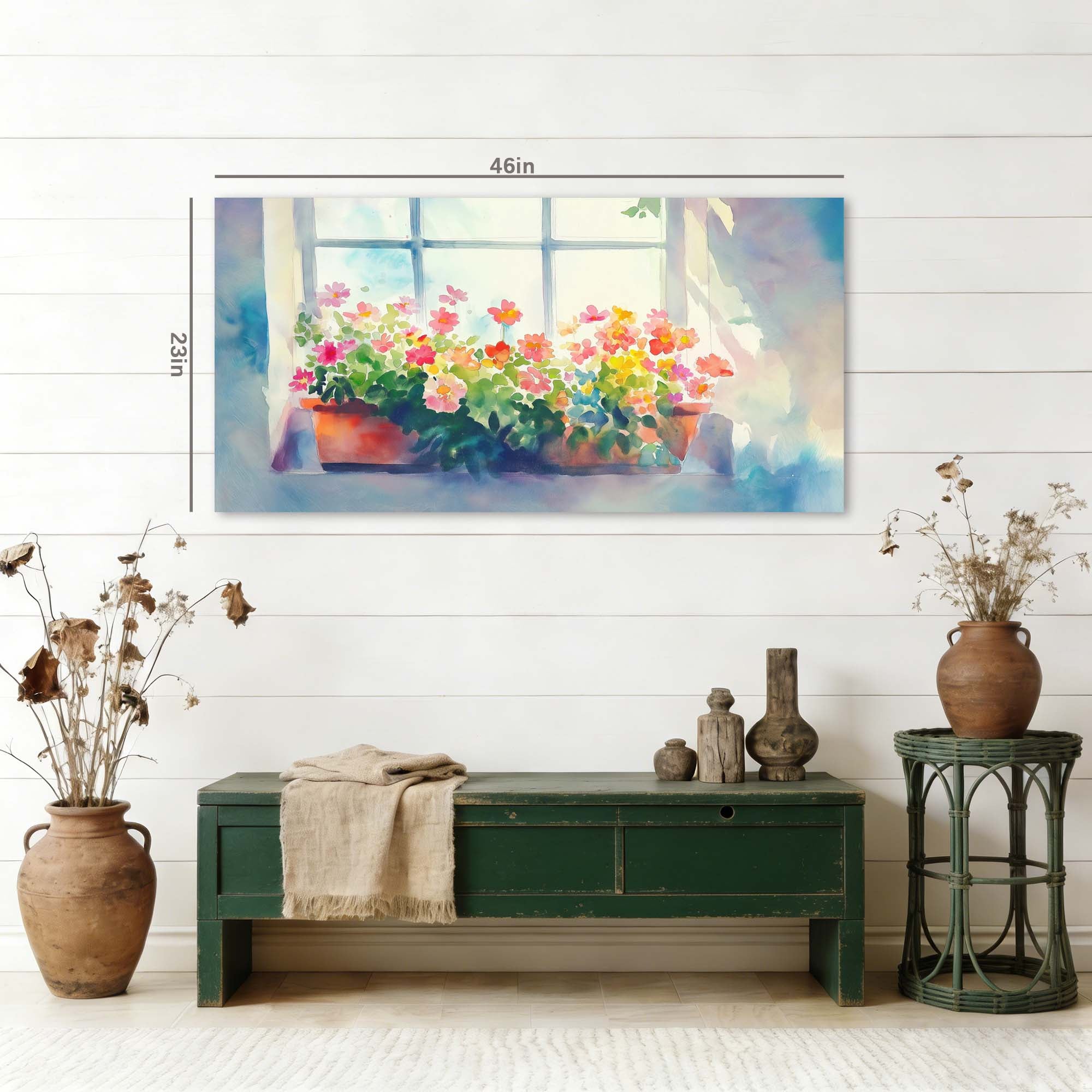 Green Pretty Floral Canvas Wall Art for Living Room Prints Artwork Bedroom Office Decor